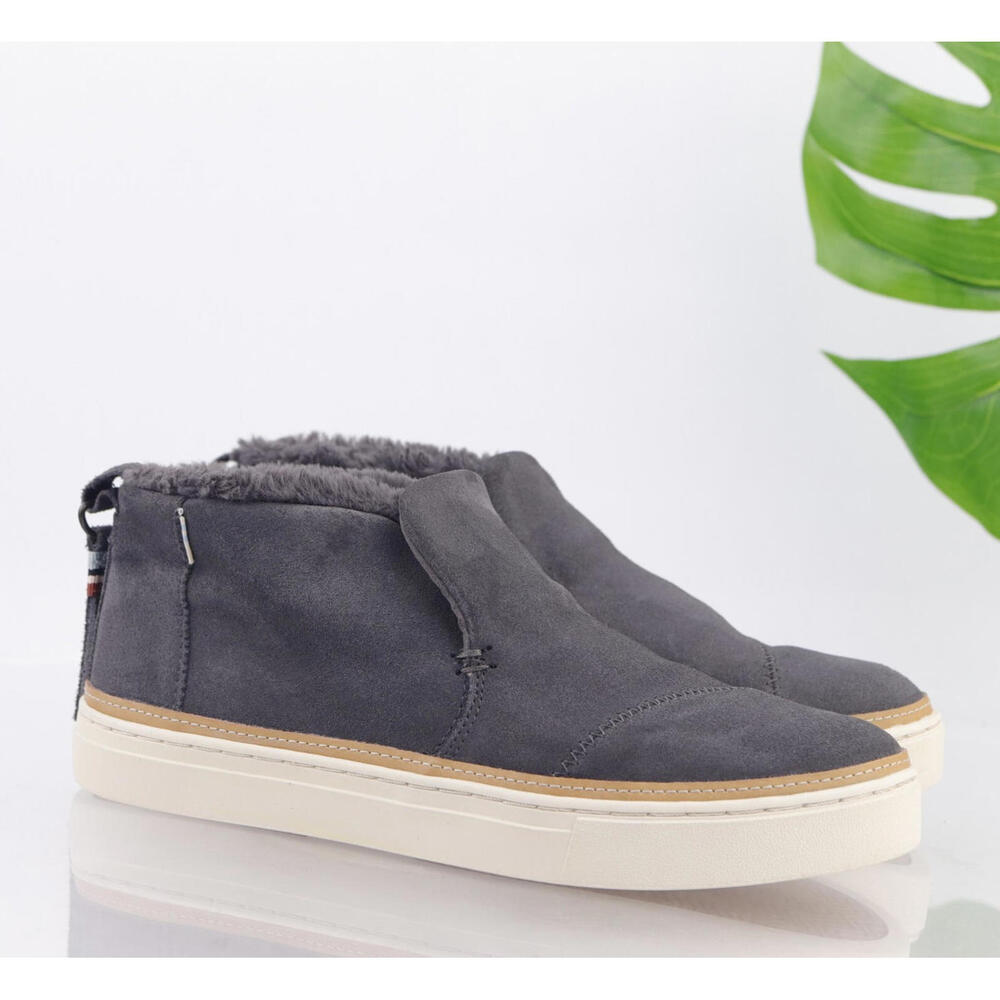 TOMS Womens Paxton Sneaker Boots Size 9 Gray Suede Fur Lined Shoes Boho Comfort